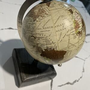 World Market Globe On Stone Base 8.5” Tall